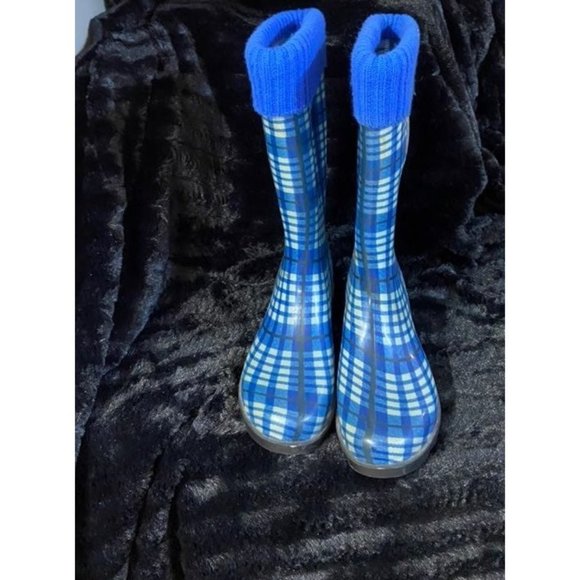 Rain boot rubber gator fashion blue plaid Florida uf - Picture 8 of 10
